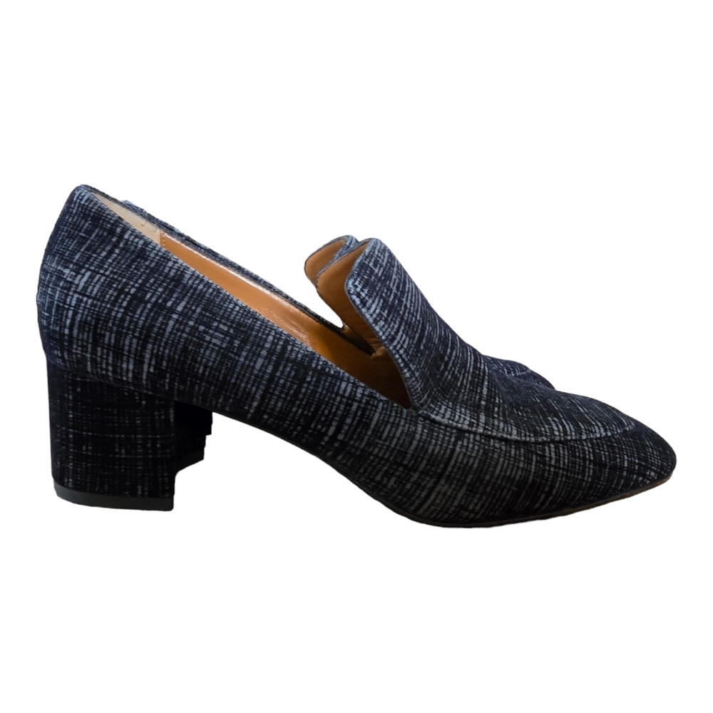 Aquatalia Textured Black and White Block Heels